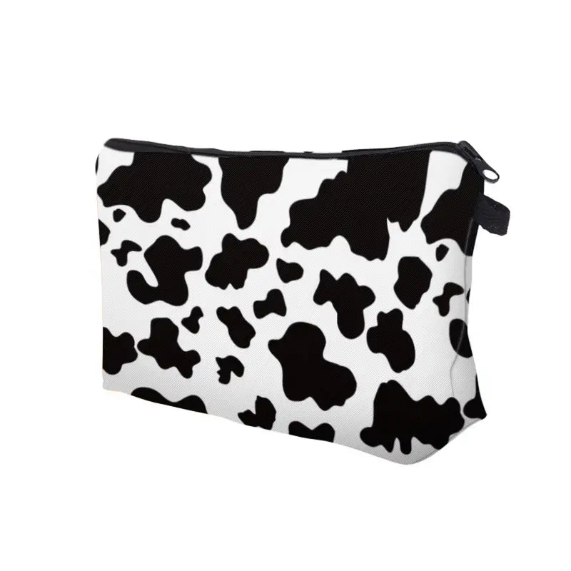 Cow Pattern Cosmetic Bag - Roomy Travel Makeup Organizer