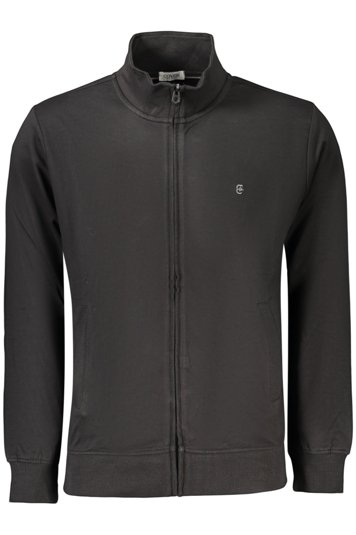 COVERI MOVING MEN'S BLACK ZIP-UP SWEATSHIRT