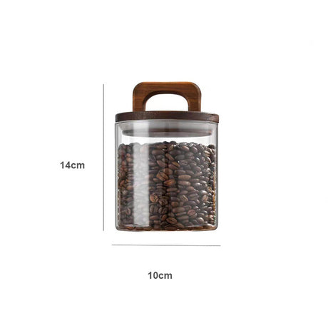 Airtight Glass Canister with Wood Lid for Kitchen Storage