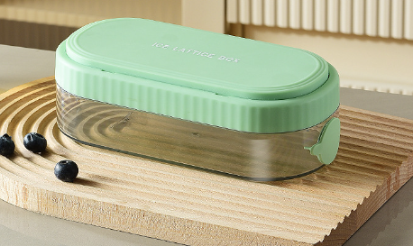 Home Ice Storage Box with Lid and Silicone Tray (One Set)