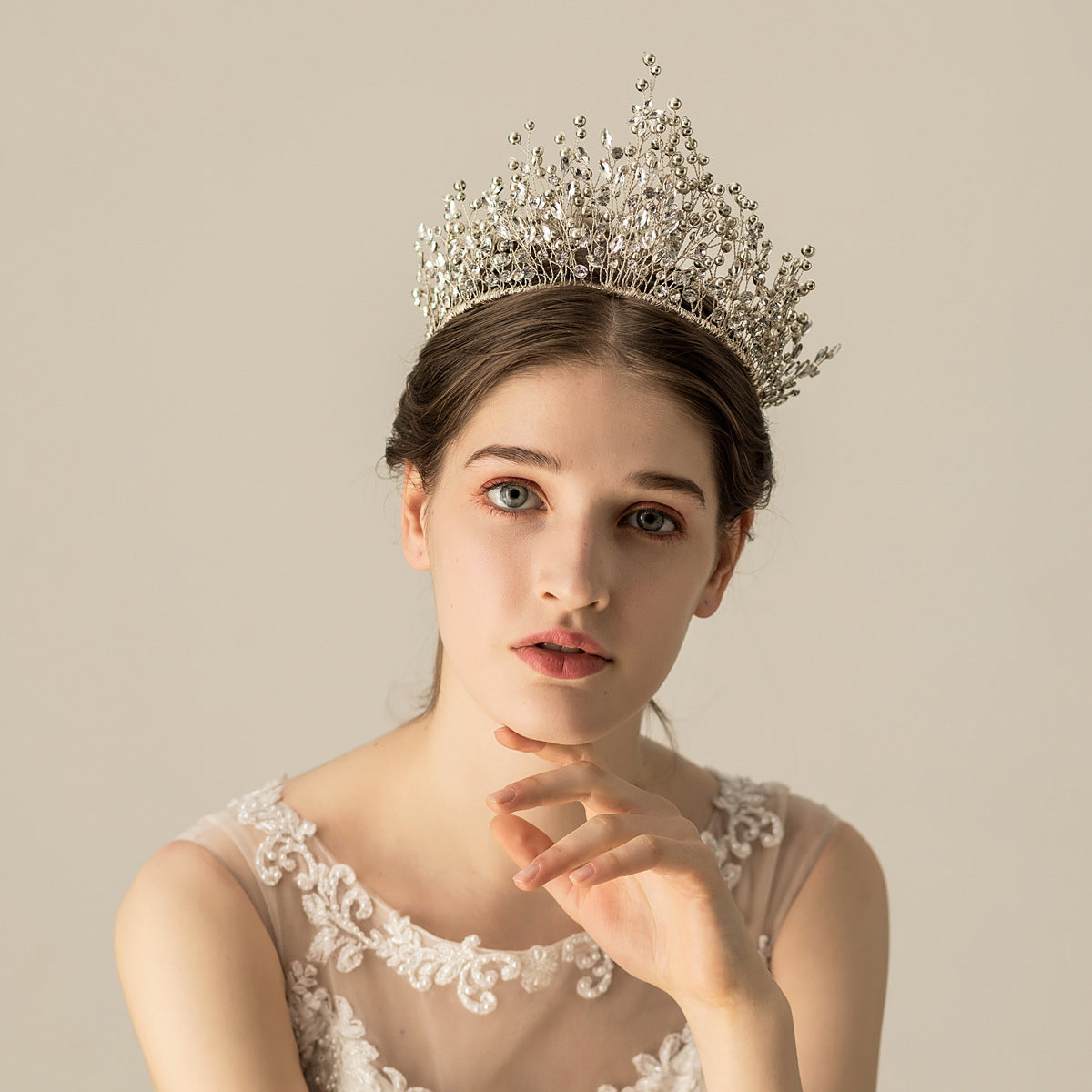 Handcrafted Beaded Crown Bridal Hair Accessory