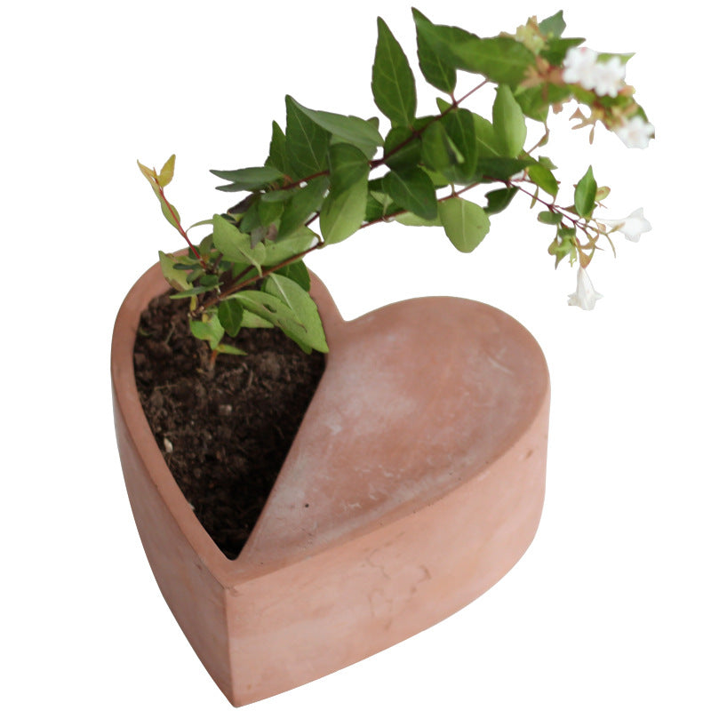 Creative Heart-Shaped Concrete Planter for Succulents
