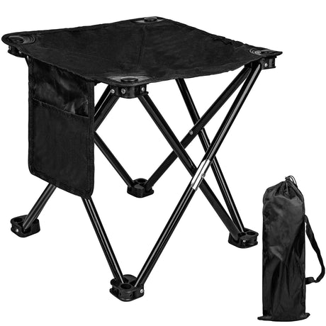 ReeMoo Camping Stool Small Protable Folding Stool with Side Pocket and Storage Bag Easy Folding and Storage Folding Stool Suitable for Fishing Travel Beach Picnic Lawn Outdoor
