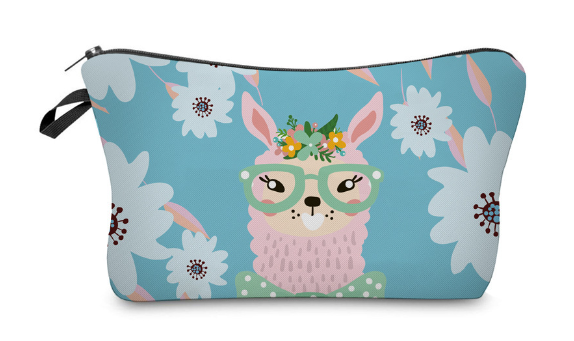 3D Digital Print Llama Cosmetic Bag and Organizer
