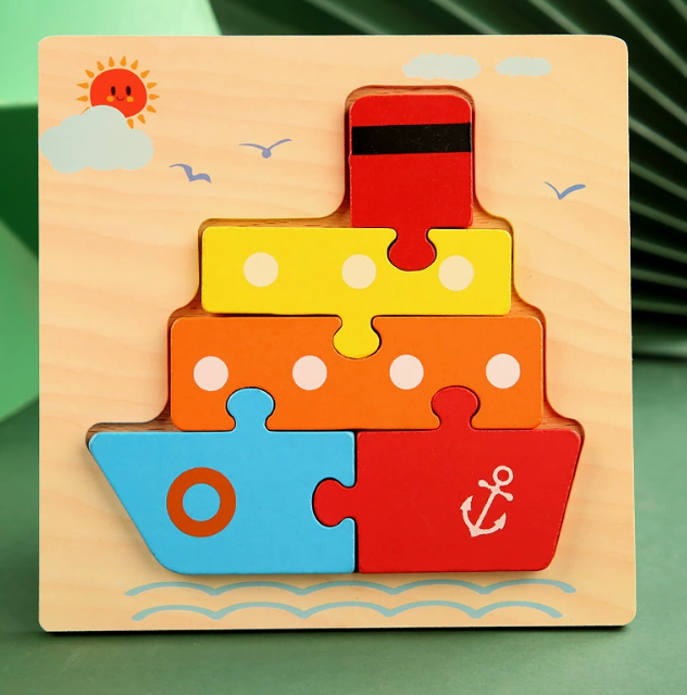 Montessori Wooden Educational Puzzle Board (One Set)