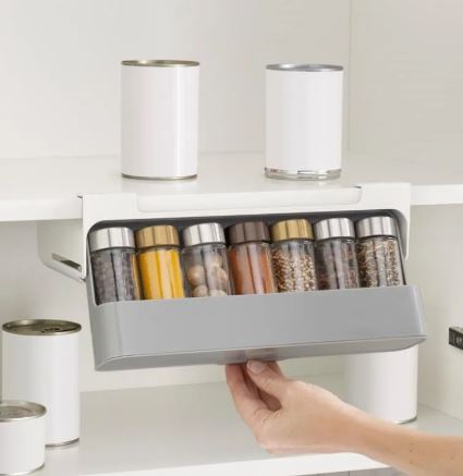 Multi-Compartment Hanging Kitchen Spice Rack | Seasoning Bottle Organizer with Optional Bottles