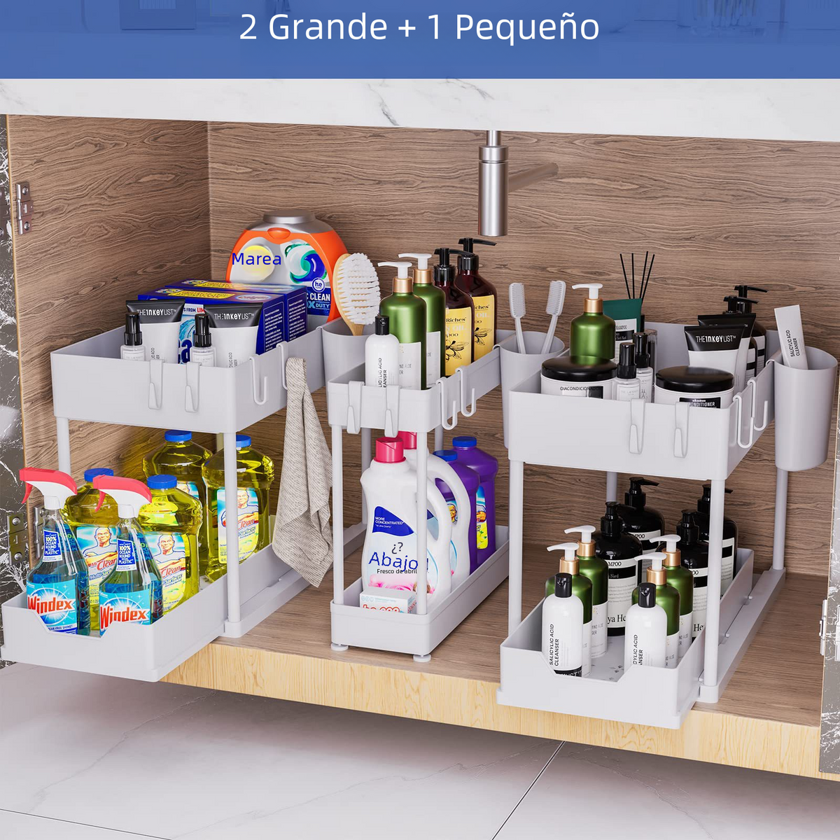 3-Piece Under-Sink Storage Organizer for Bathroom