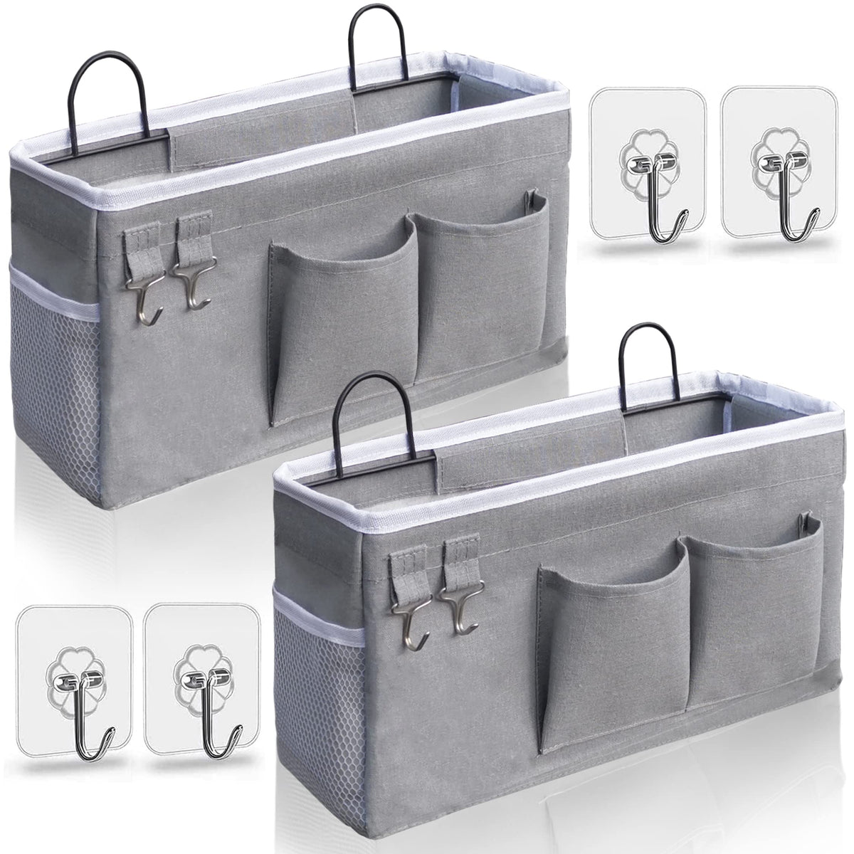 Kanrichu 2pcs Hanging Baskets for OrganizingFabric Wall storage BasketWall Organizer for ClosetKitchen Bedroom Office RV CamperLocker (Gray)