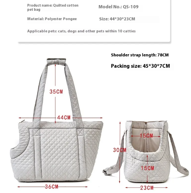 Quilted Korean-Style Pet Travel Bag