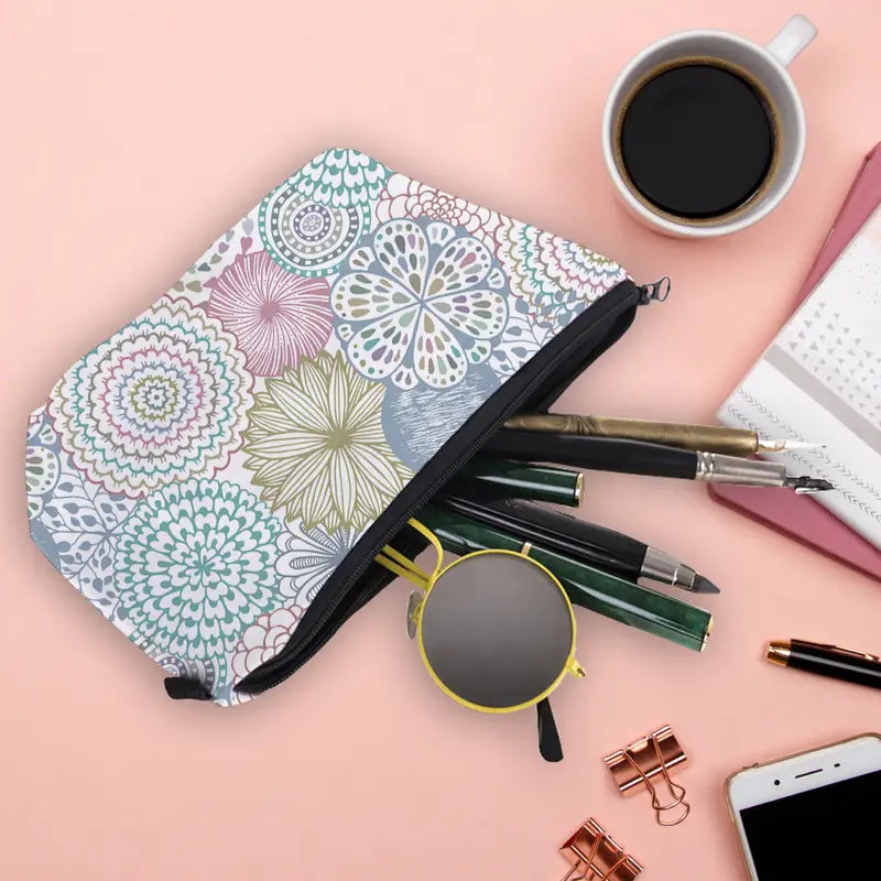 Floral Pattern Travel Makeup Bag and Accessories Pouch
