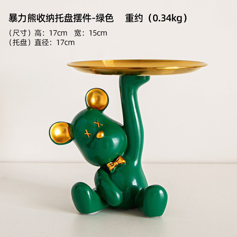 Wholesale Cartoon Bear Key Storage Tray Decor Resin Piece