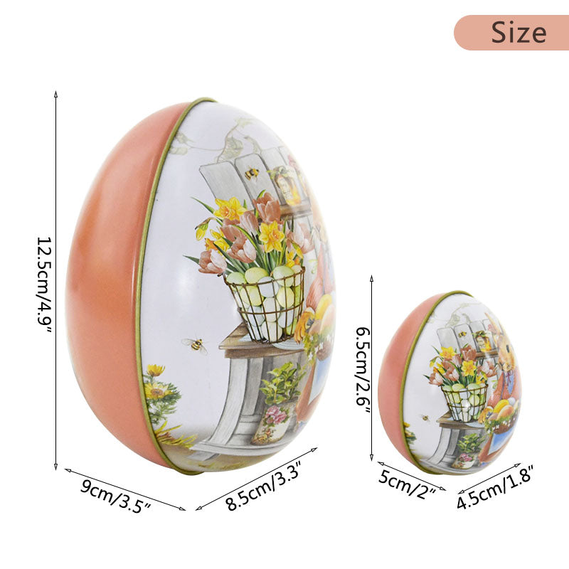 Cute Bunny Rabbit Printed Metal Easter Egg Candy Box
