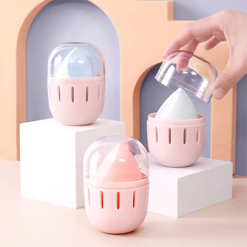 Portable Transparent Makeup Sponge Storage Box Case