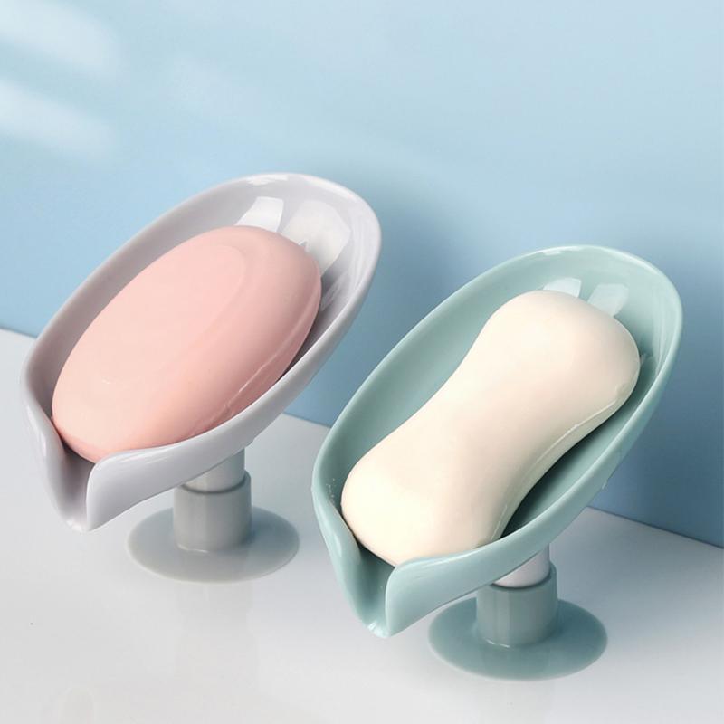 Leaf Shape Soap Box with Drain for Bathroom Storage