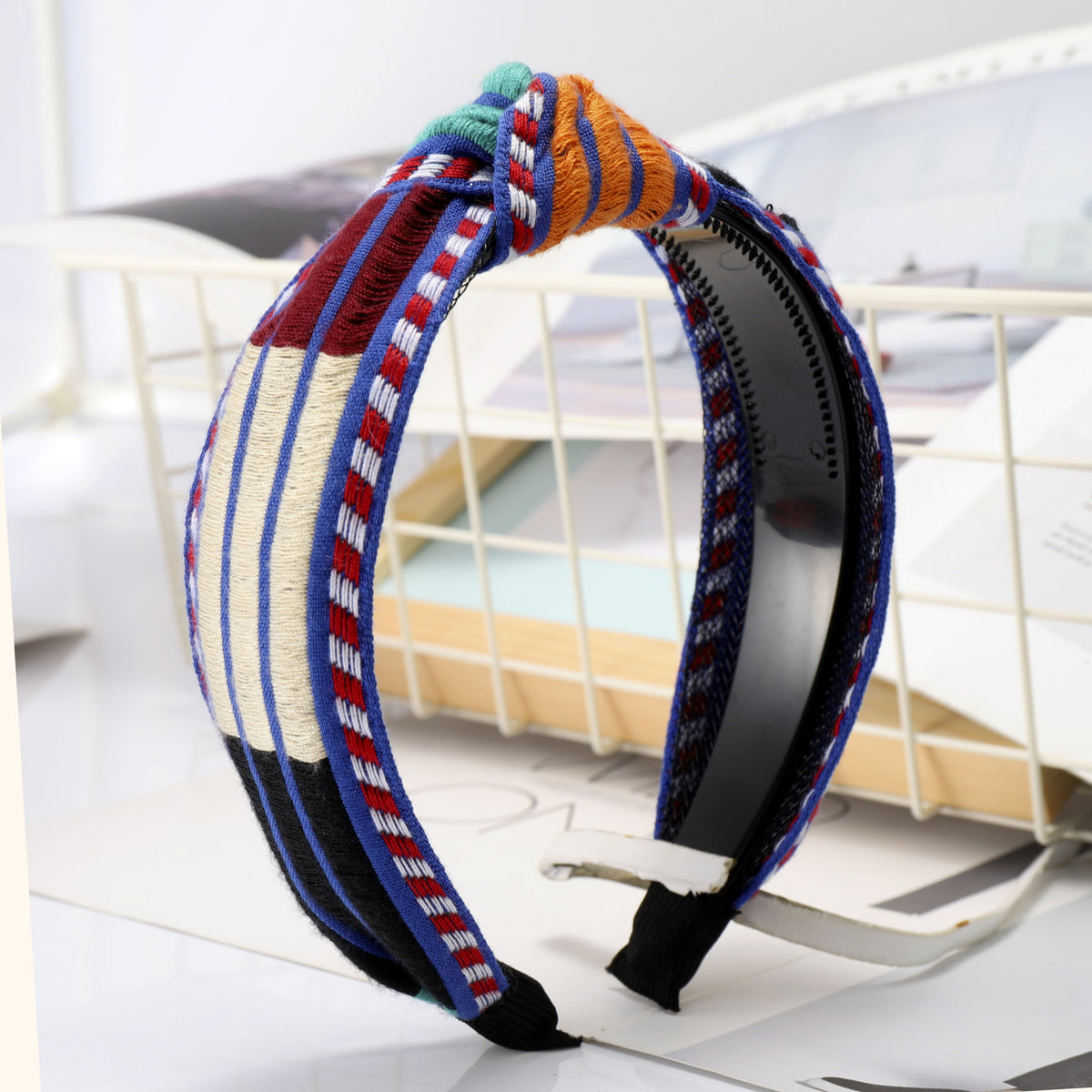 Korean Style Plaid Bow Headband Hair Accessory
