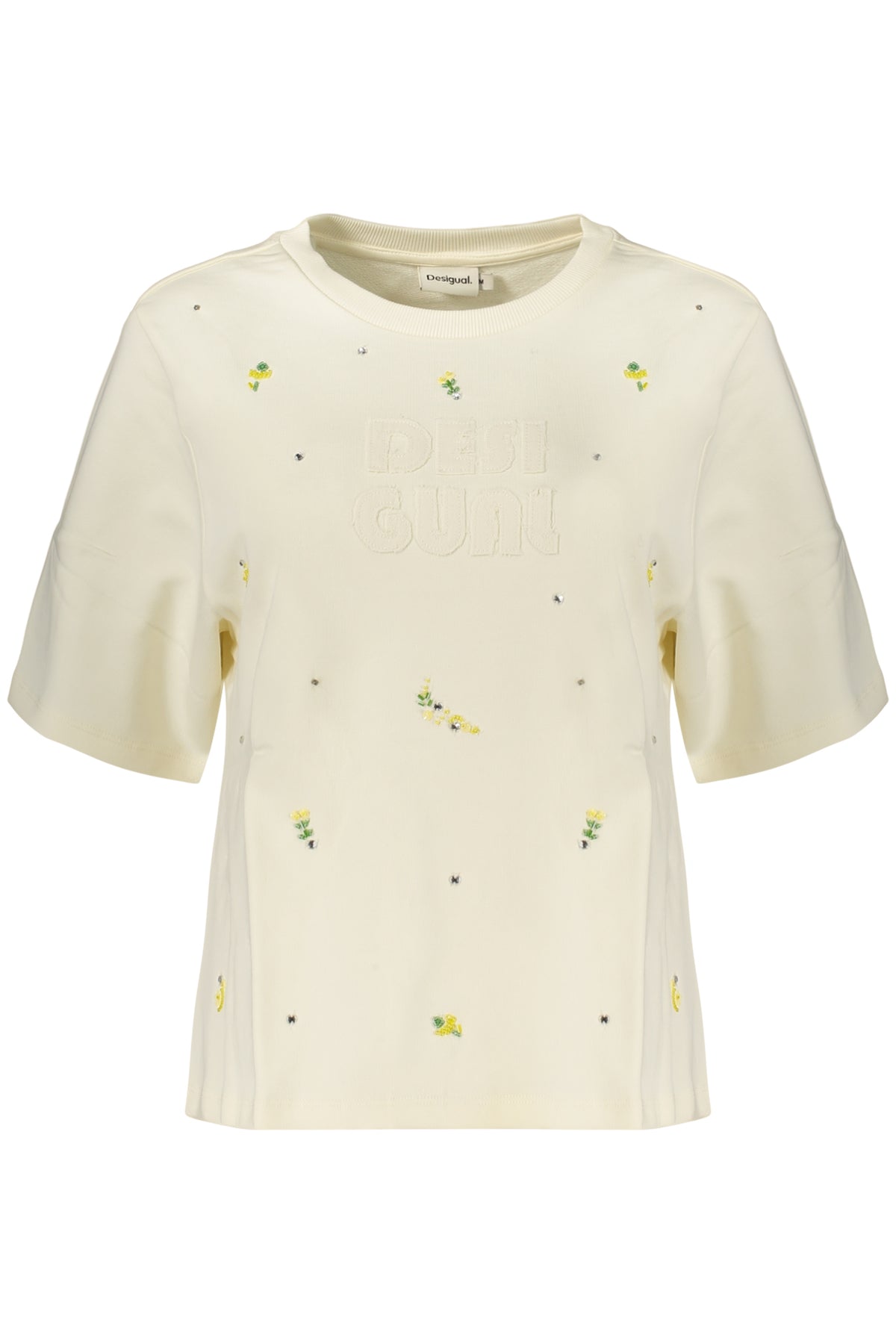 DESIGUAL WOMEN'S WHITE ZIP-UP SWEATSHIRT