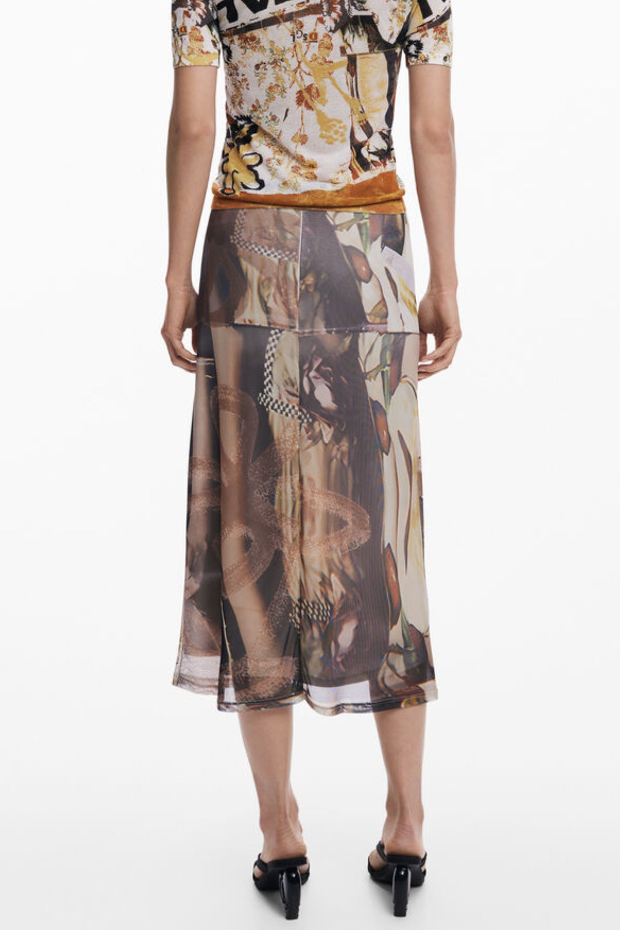 DESIGUAL WOMEN'S BEIGE LONGUETTE SKIRT