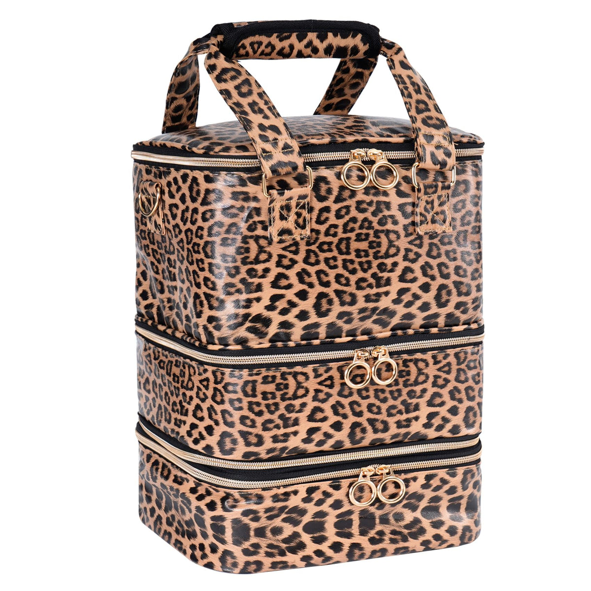 Uross Nail Polish Organizer Bag Holds 60 Bottles Nail Polish & Nail Kit -Nail Polish Storage Organizer Nail Polish Bag Nail Supplies Organizer Case for nail tech - Leopard