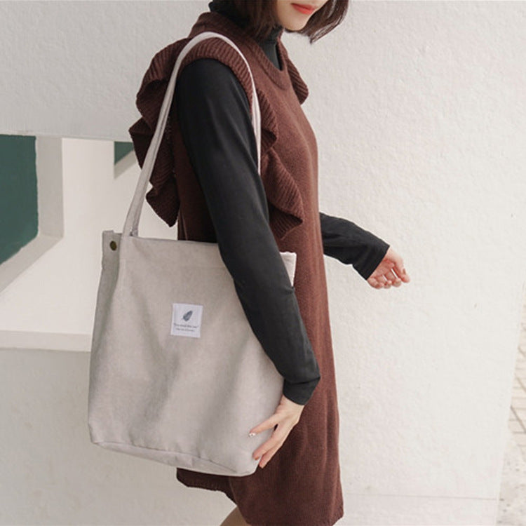 Canvas Women's Bag, Versatile Shoulder Bucket Bag