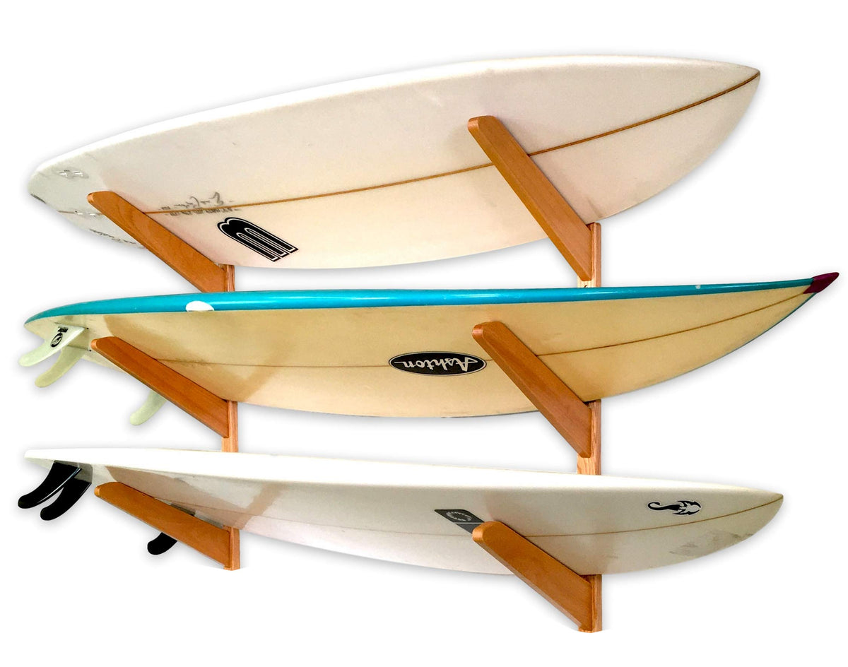 StoreYourBoard Timber Surfboard Wall Rack Holds 3 Surfboards Wood Home Storage Mount System Garage Hanging Organizer Natural