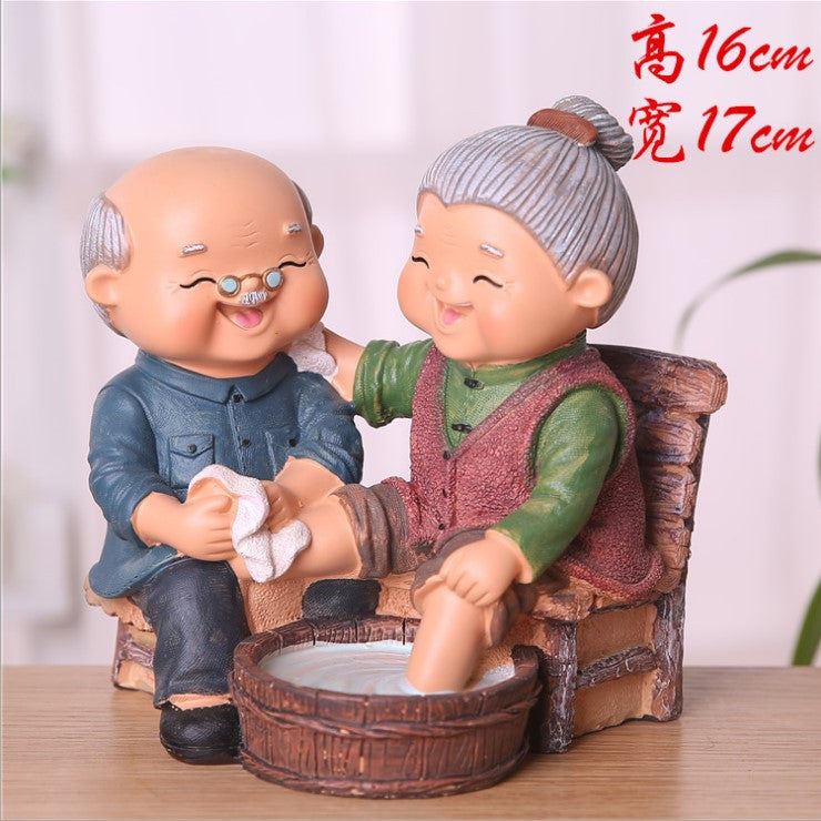 Creative Elderly Couple Figurine for Home Decor Gift