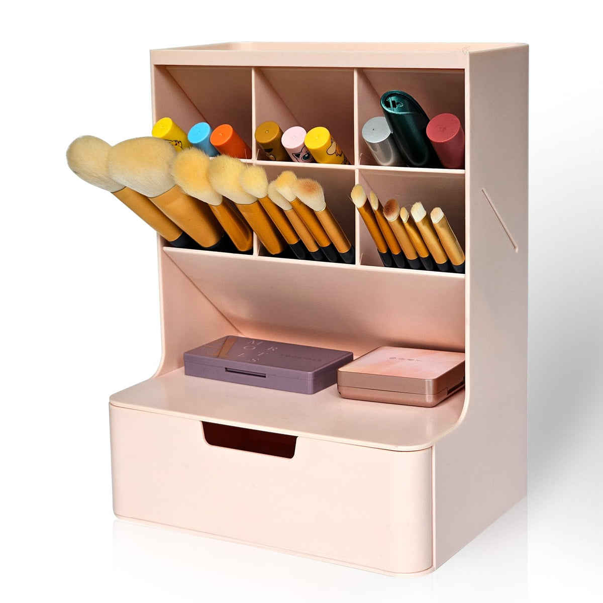 Tidyladyo Makeup organizer with Drawer-Makeup Brush organizer Cosmetics Storage for skincareVanityMakeup.Great for DresserBathroom (pink)