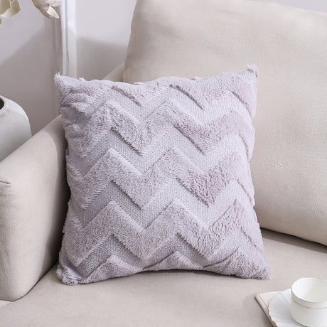 Plush Geometric Throw Pillow Cover for Home Decor