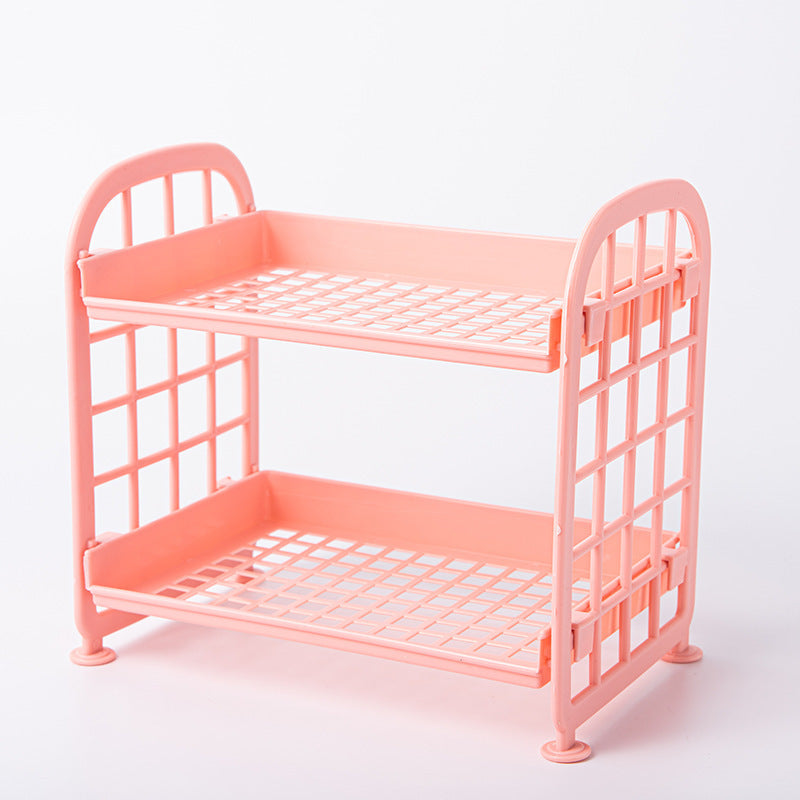 Double-Layer Folding Storage Rack for Office and Home