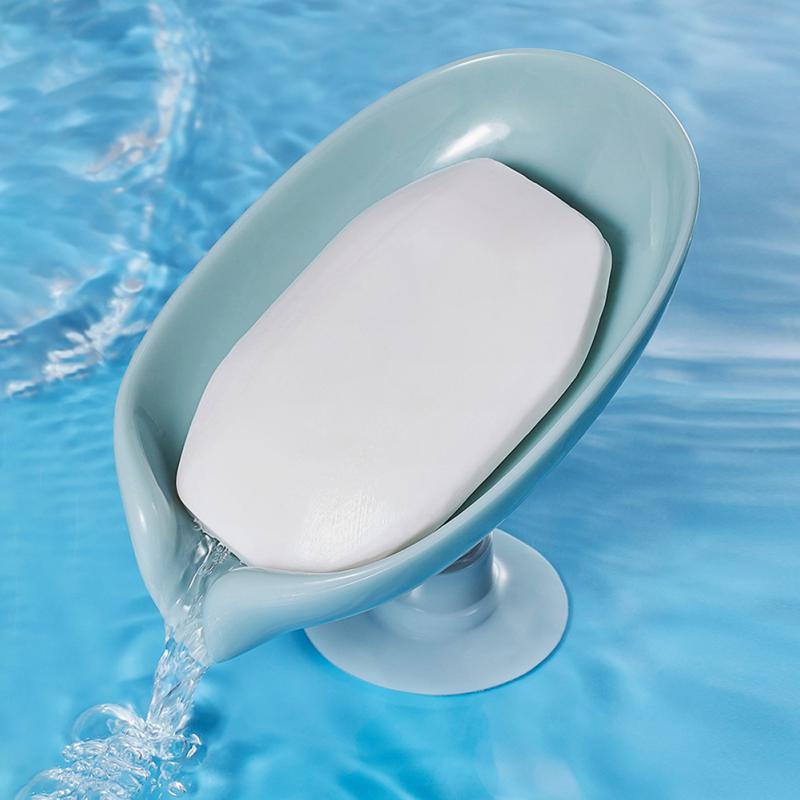 Leaf Shape Soap Box with Drain for Bathroom Storage