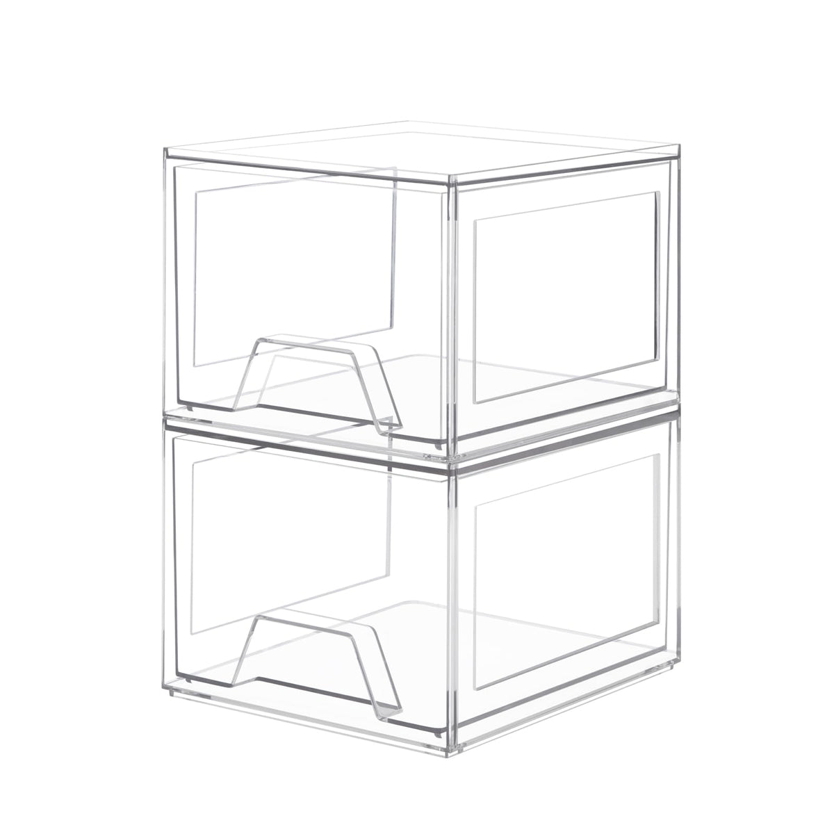 Damomo 2 Pack Stackable Organizer Drawers Clear Bathroom Makeup Organizer and Storage Acrylic Plastic Organizers Bins for Vanity Undersink Bathroom Pantry Kitchen Cabinets