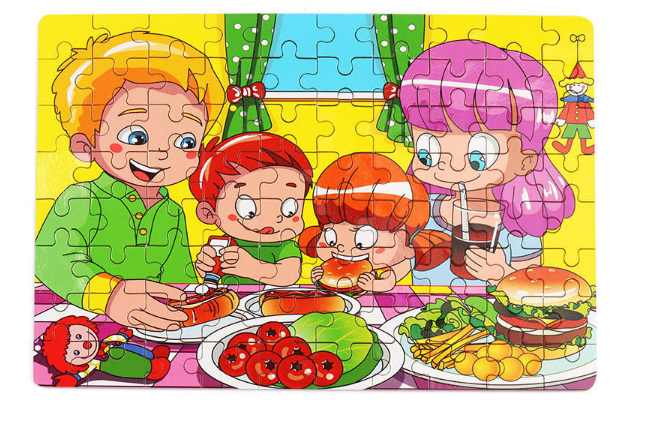 80-Piece Wooden Puzzle Set - Cartoon Educational Toy