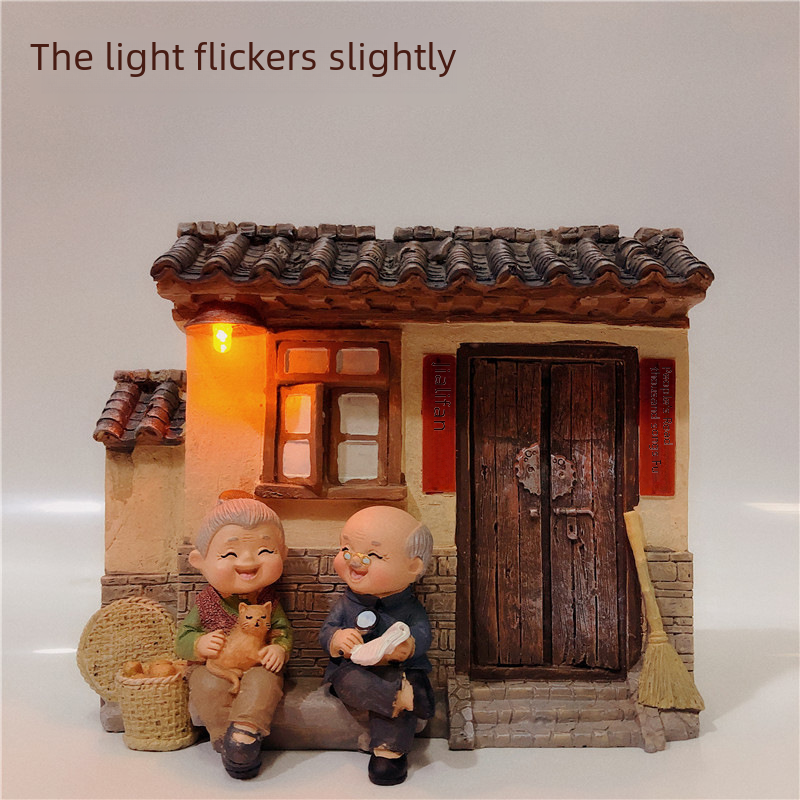 Creative Elderly Couple Figurine for Home Decor Gift