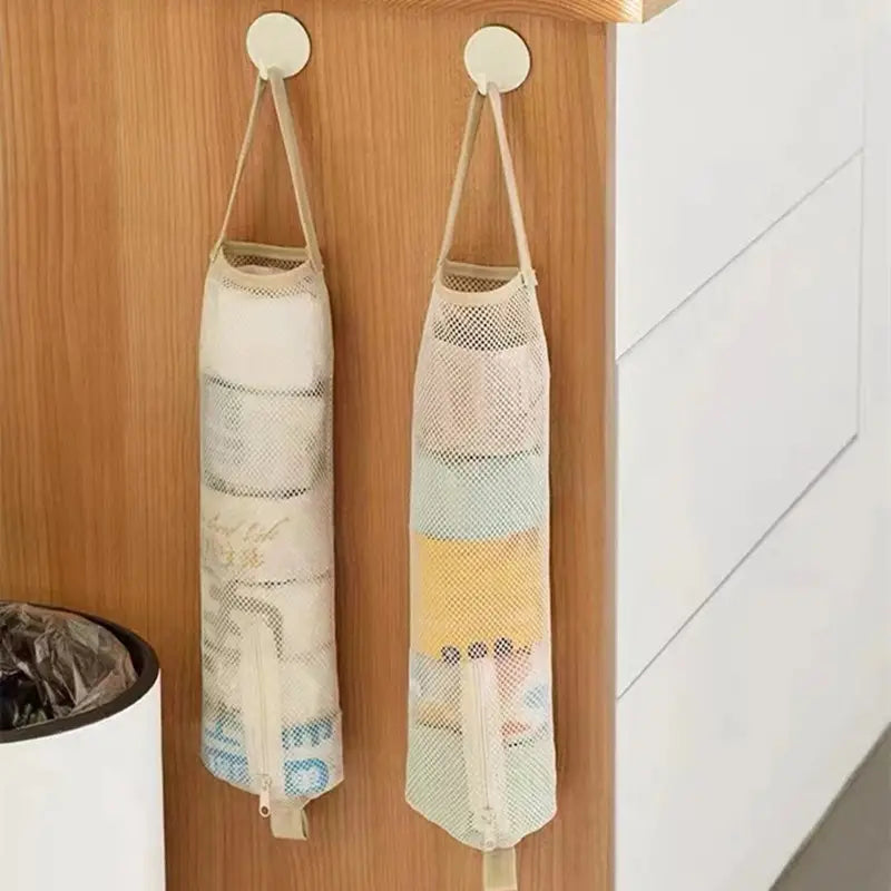 Wall Mounted Mesh Bag Organizer for Kitchen Storage