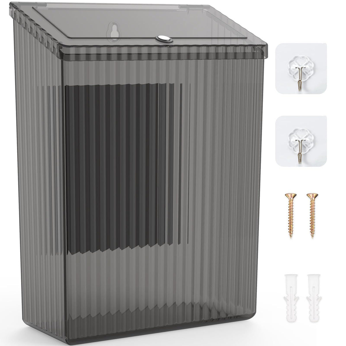 Sealegend Magnetic Lint Bin with Lid Storage Bins Perfect for Kitchen Fridge Cabinet Bathroom Laundry Room Organization Clear Black