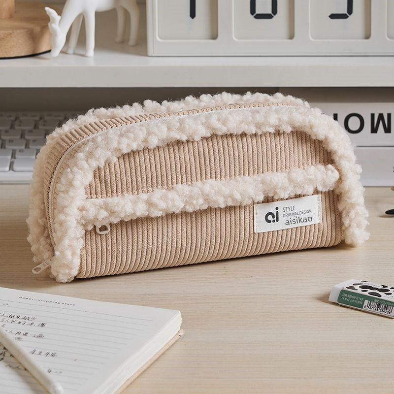 Chic Velvet Pencil Case - Large Capacity Stationery Bag