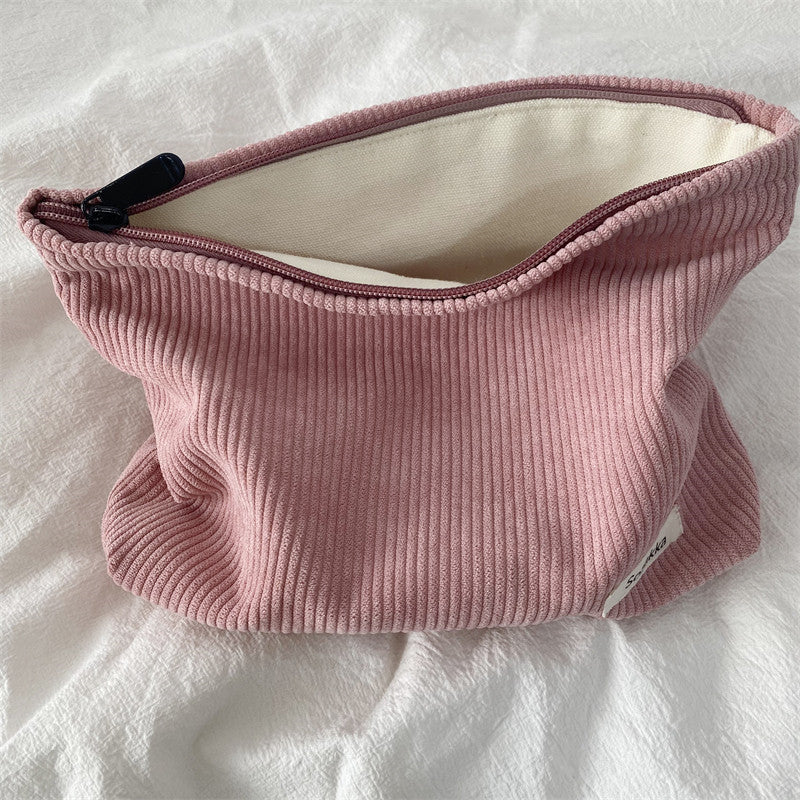 Corduroy Travel Cosmetic Bag - Large Capacity Organizer