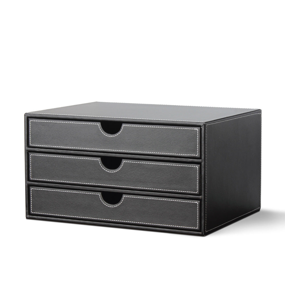 European Style Leather Desktop Organizer Box for Office