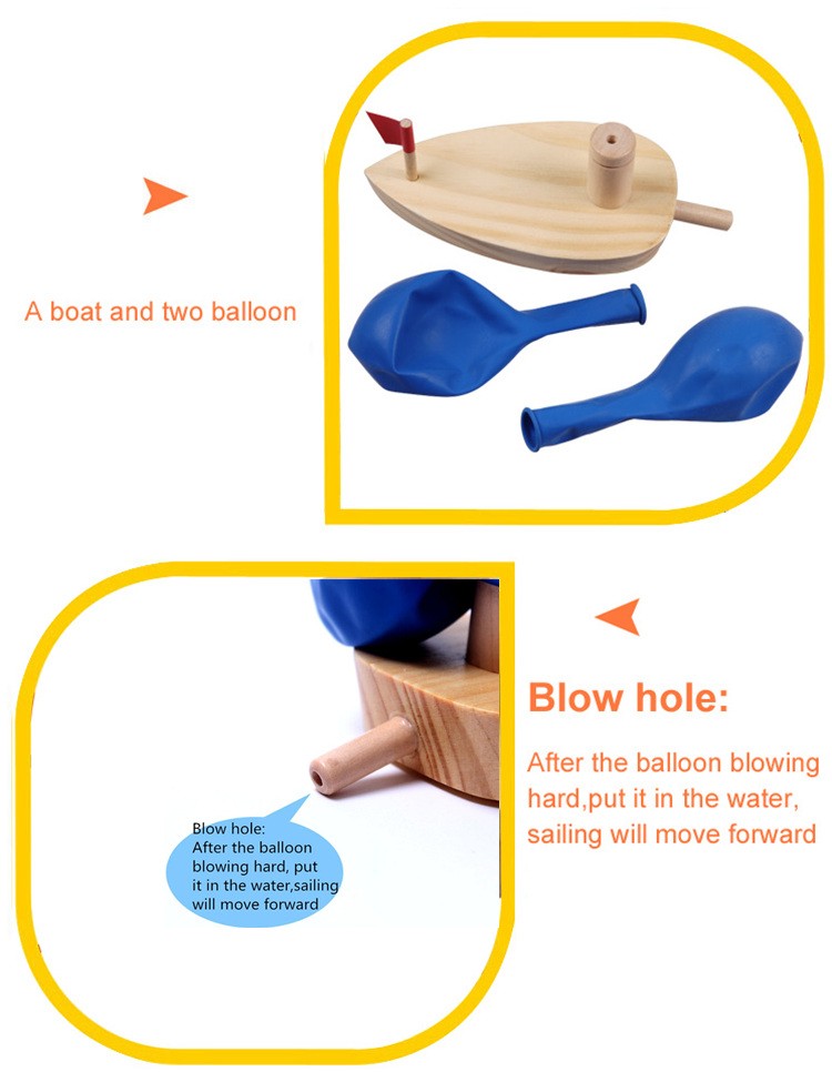 Wooden Balloon Boat Toy for Kids