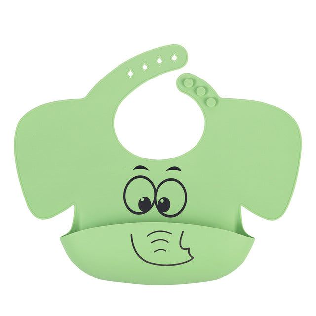 Baby Silicone Elephant Printed Bibs and Sucker Plates Set