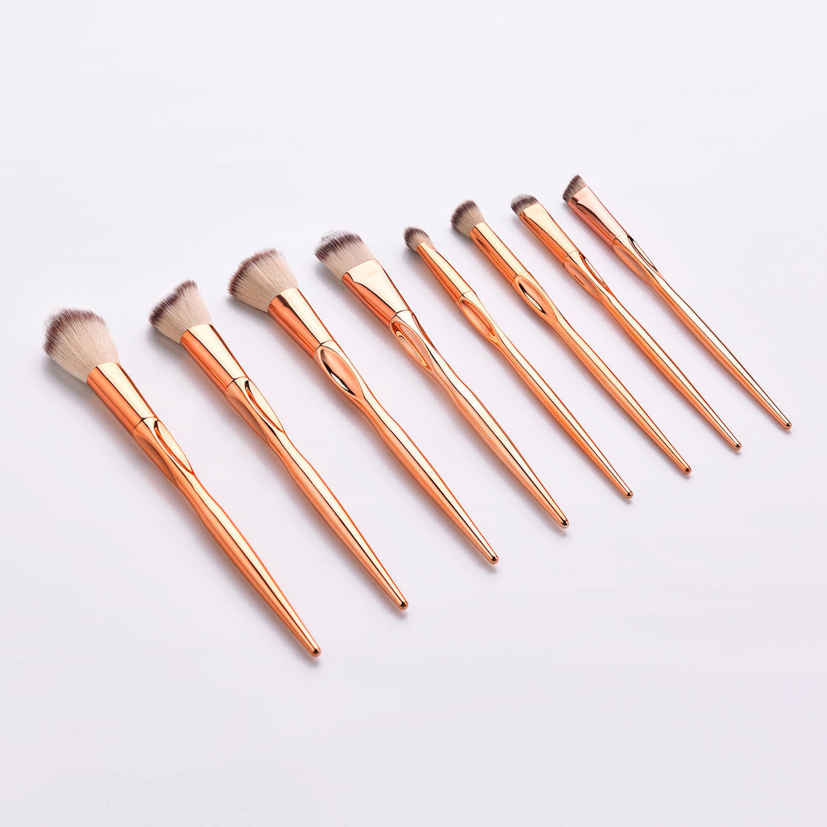 8-Piece Makeup Brush Set in Rose Gold Heart Shape