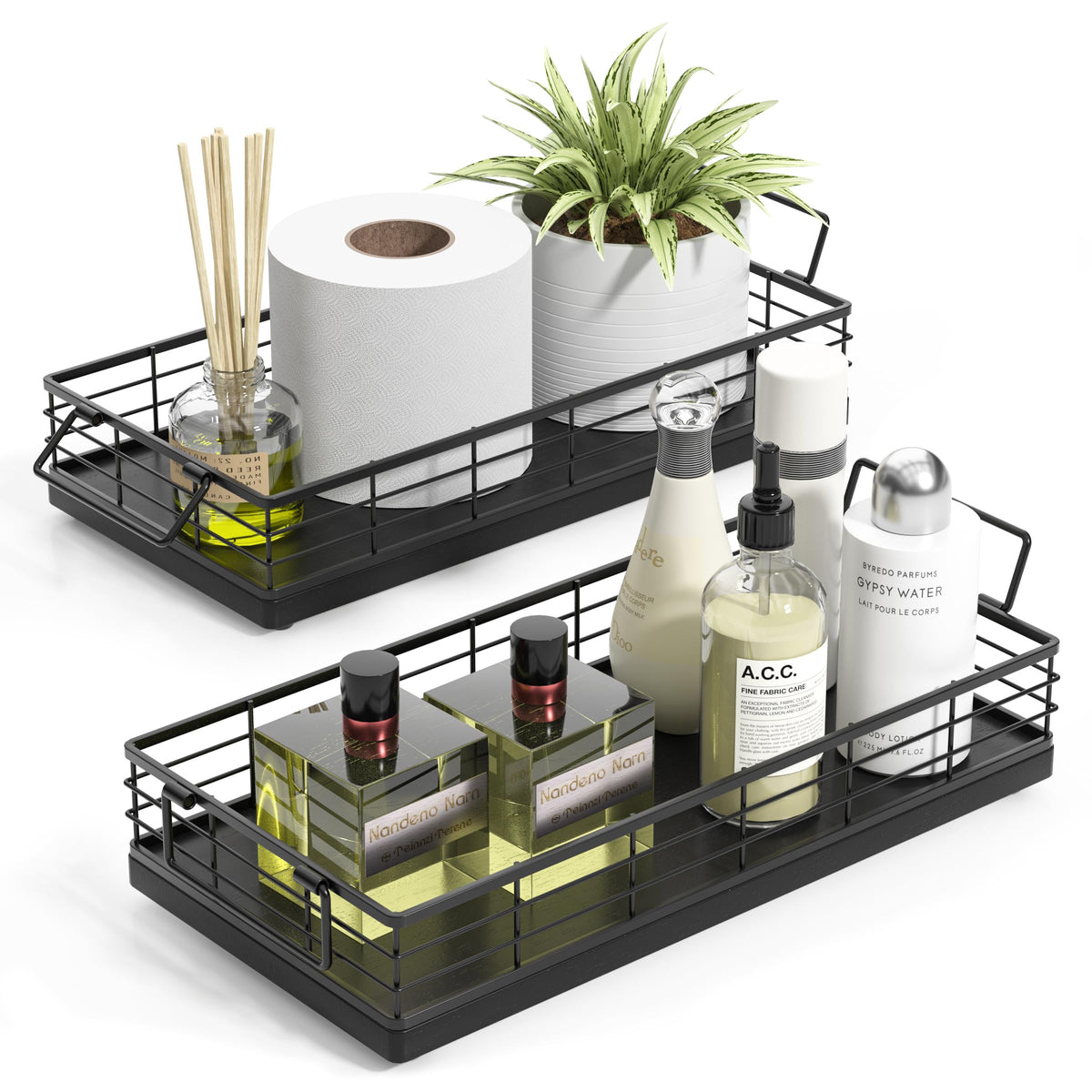 JNFUZ Toilet Paper Basket 2PCS 13 Inch Bathroom Basket Toilet Tank Tray Toilet Tank Basket Top of Toilet Storage Toiletries Organizer for Bathroom Living Room and Kitchen