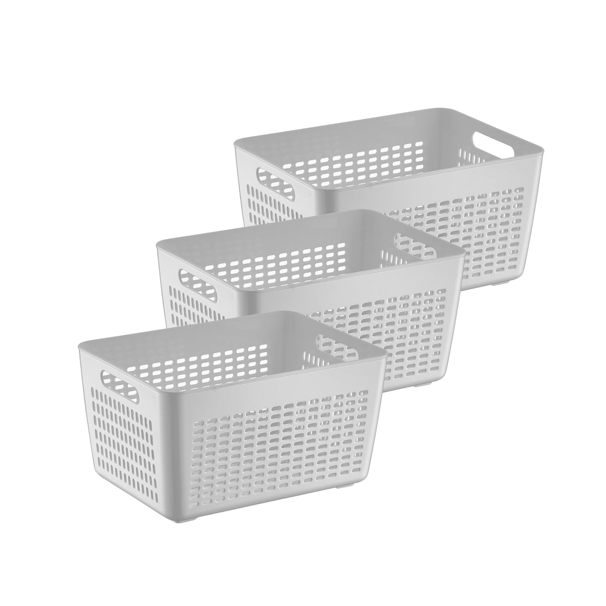 Selka Home - Lazy Susan Organizer - Stackable Pantry and Fridge Organizer Kitchen and Freezer Bins 3 Piece Lavin Strainer Medium Size 135 Oz Ecru