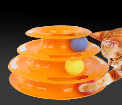 Interactive 4-Layer Cat Toy Puzzle Track Tower