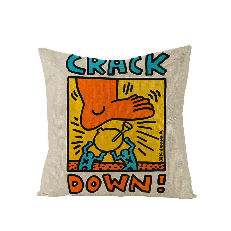 Kaisar Linen Cartoon Heart Pillowcase for Home Decor