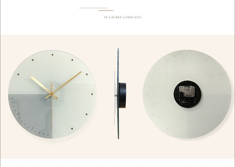 Nordic Silent Creative Glass Wall Clock for Home Decor
