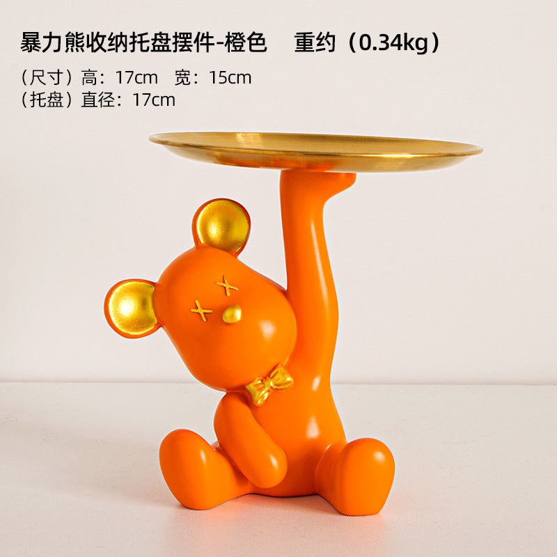 Wholesale Cartoon Bear Key Storage Tray Decor Resin Piece