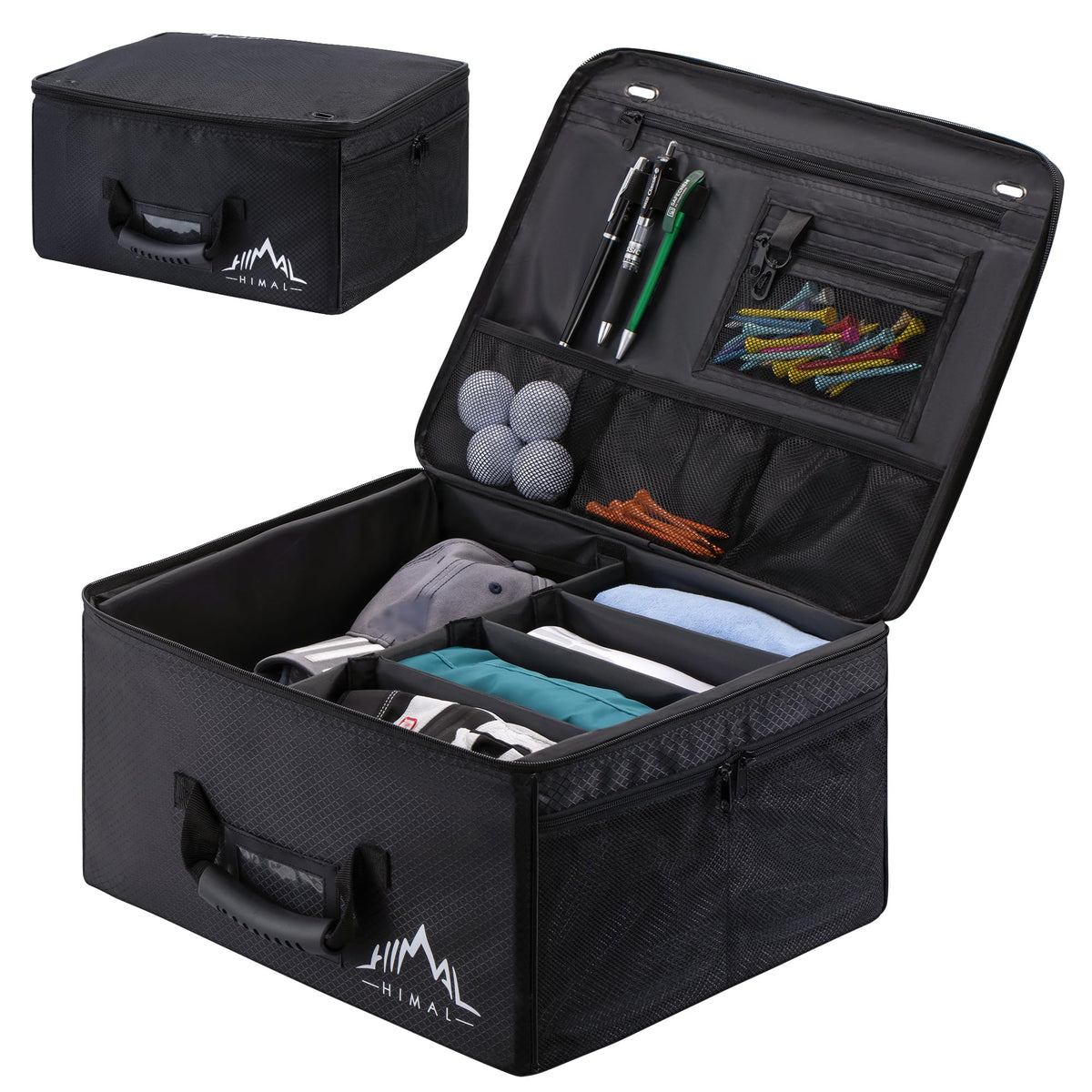 HIMAL HIMAL Golf Trunk Organizer -Collapsible & Foldable Golf Travel Storage,Waterproof Car Golf Bag with Independent Ventilation Compartment for 1 Pair Shoes
