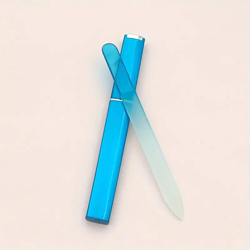 Crystal Glass Nail File with Case - Double-Sided Tool
