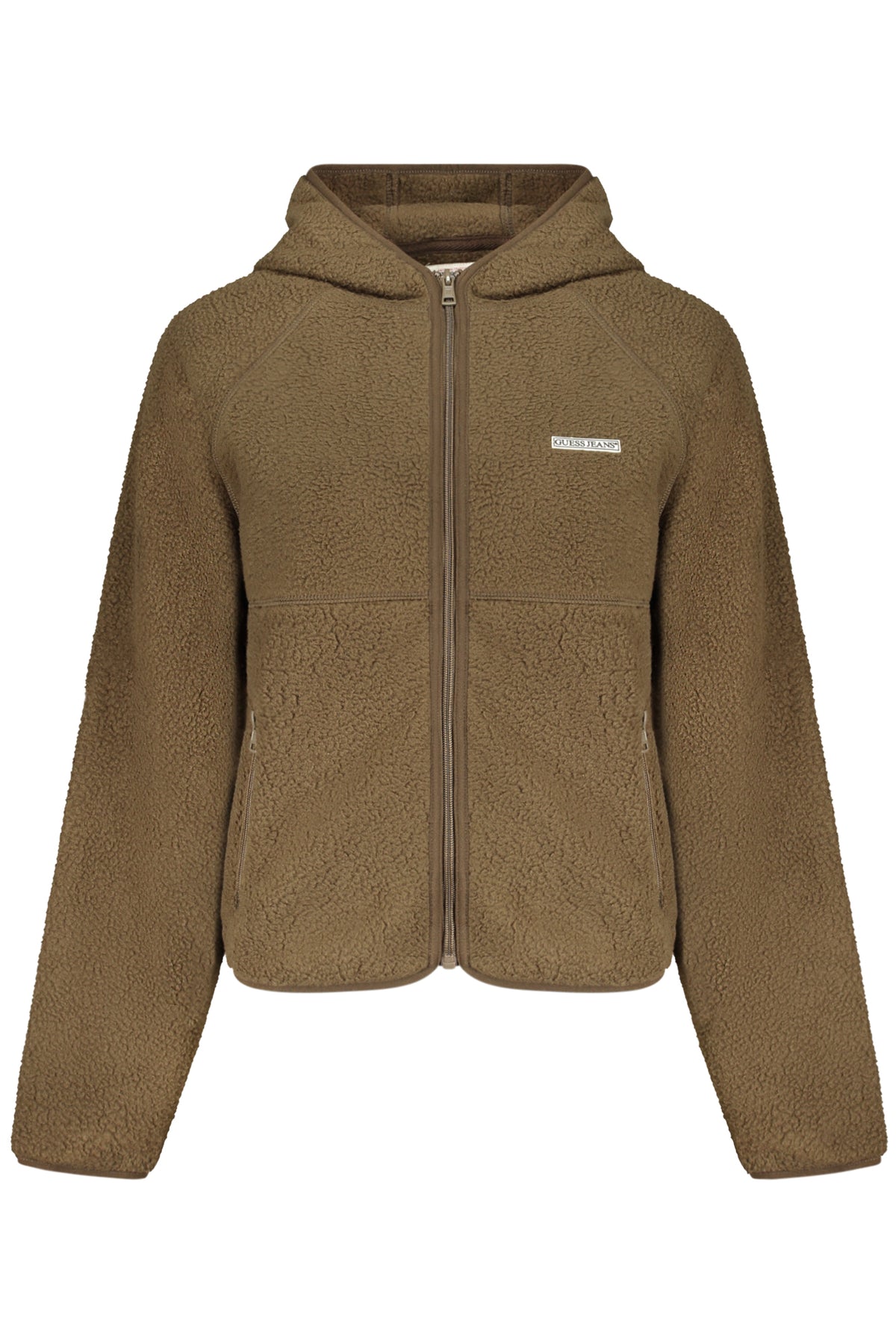 GUESS JEANS WOMEN'S BROWN ZIP-UP SWEATSHIRT