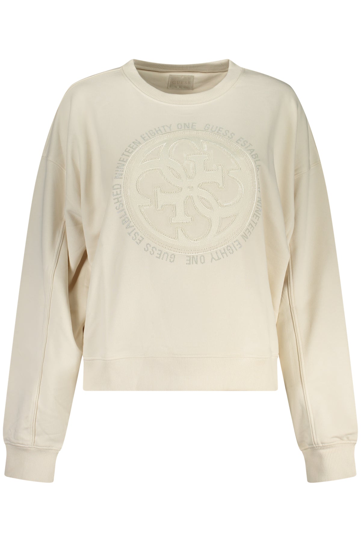 GUESS JEANS WOMEN'S WHITE ZIP-UP SWEATSHIRT